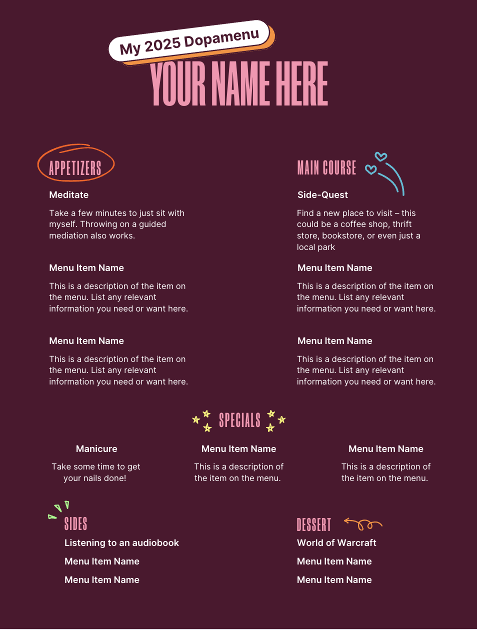 Dopamine Menu Template